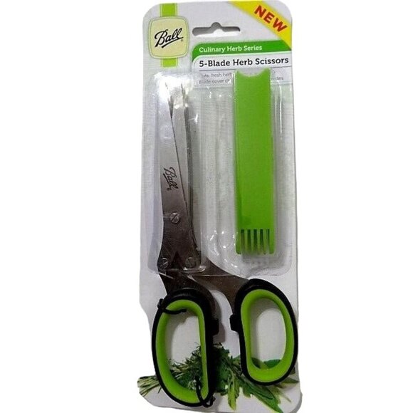 Ball 5 Blade Kitchen Herb Scissors Shears Green Blade Cover Stainless Steel NIP - Picture 2 of 6